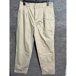 Lands End Chino Pants 36 Pleated Khaki Minimalist Preppy Frat Boy Quiet Luxury